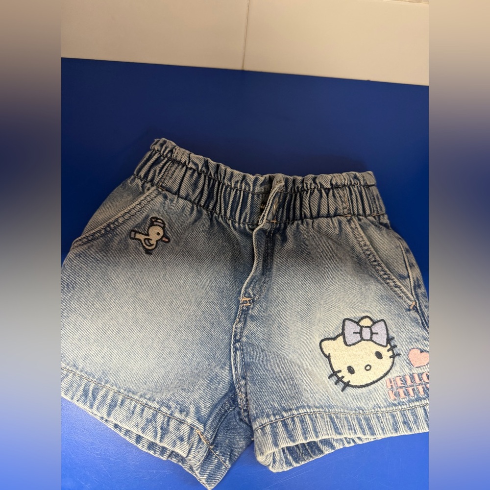 Hello Kitty Denim Shorts with Embroidered Patch